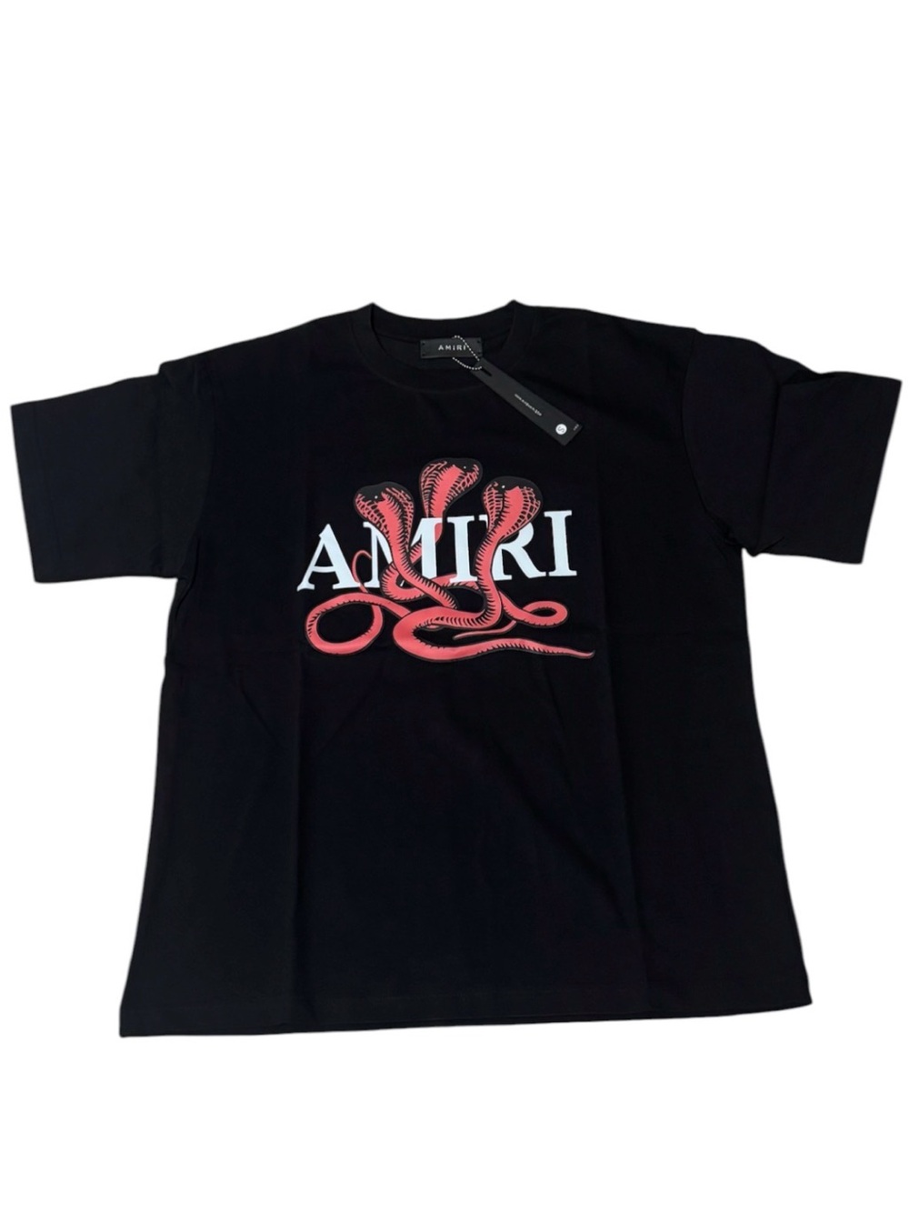AMIRI Black Short-Sleeve Tee with Red Snake and White Logo
